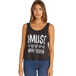 Amuse Society Black Graphic Tank Top Sleeveless - Women's XS
